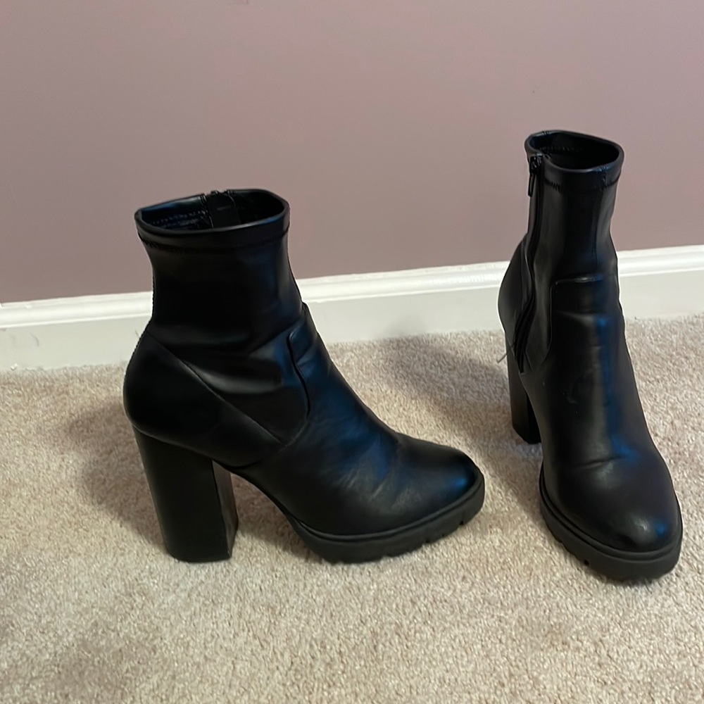 Steve Madden black tall leather heel boots